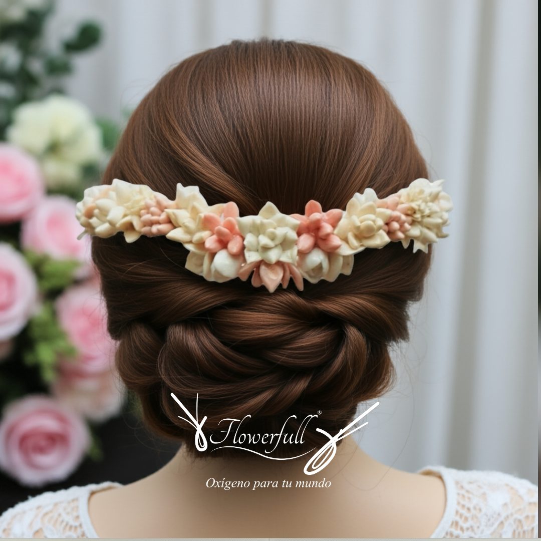 Tiara floral rose gold | Accesorio para novias
