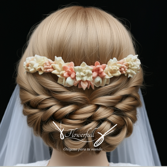 Tiara floral rose gold | Accesorio para novias