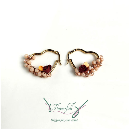 Burgundy Pink Heart Earring