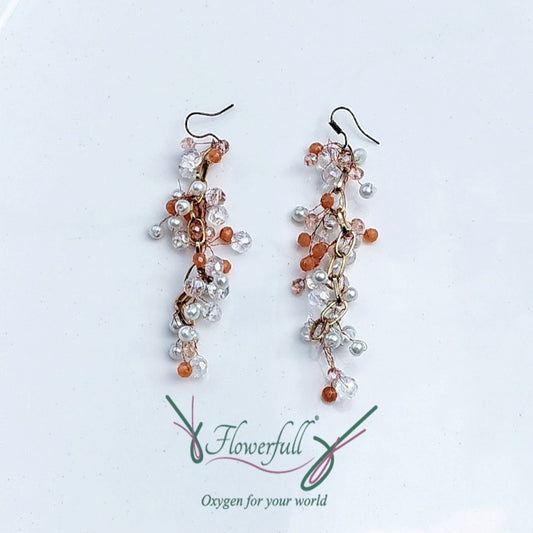 Peach & Crystal Cascade Earrings