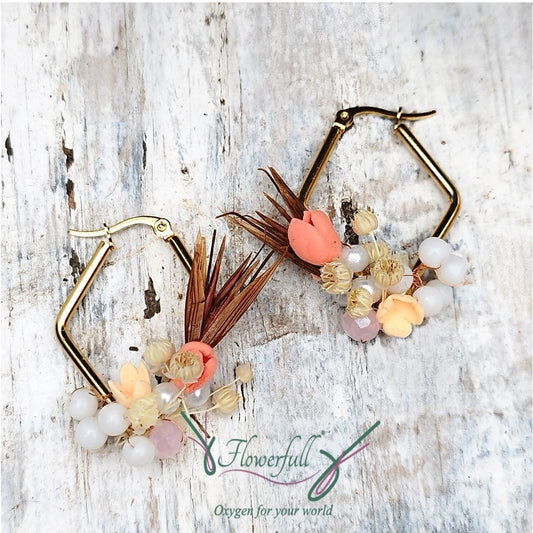 3D Floral Rhombus Earrings