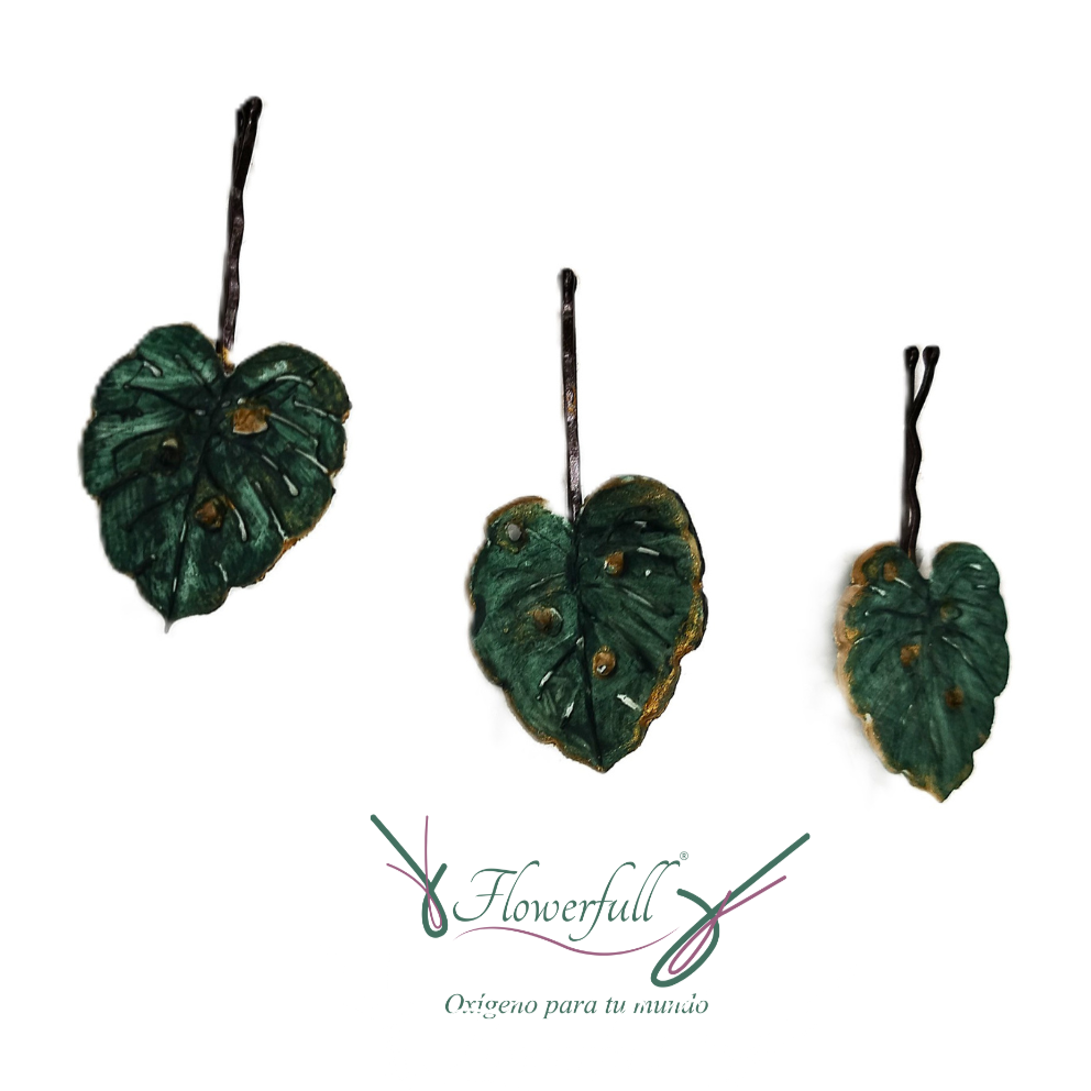 Hair pin -Gancho de pelo monstera verde | Flowerfull ®