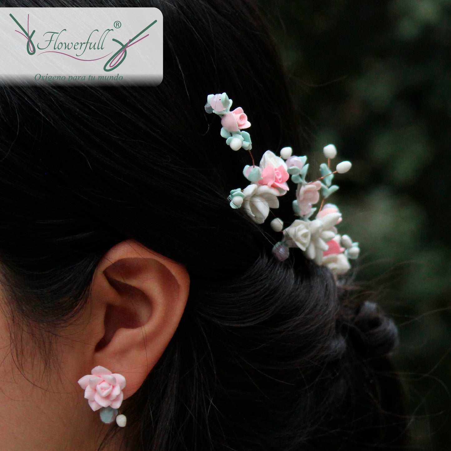 bobby pin & earring set hairstyles, Mint Rose