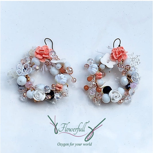 Arete Corona floral 3D Peach