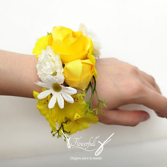 Rosa y Orquídeas Flores amarillas | Brazalete