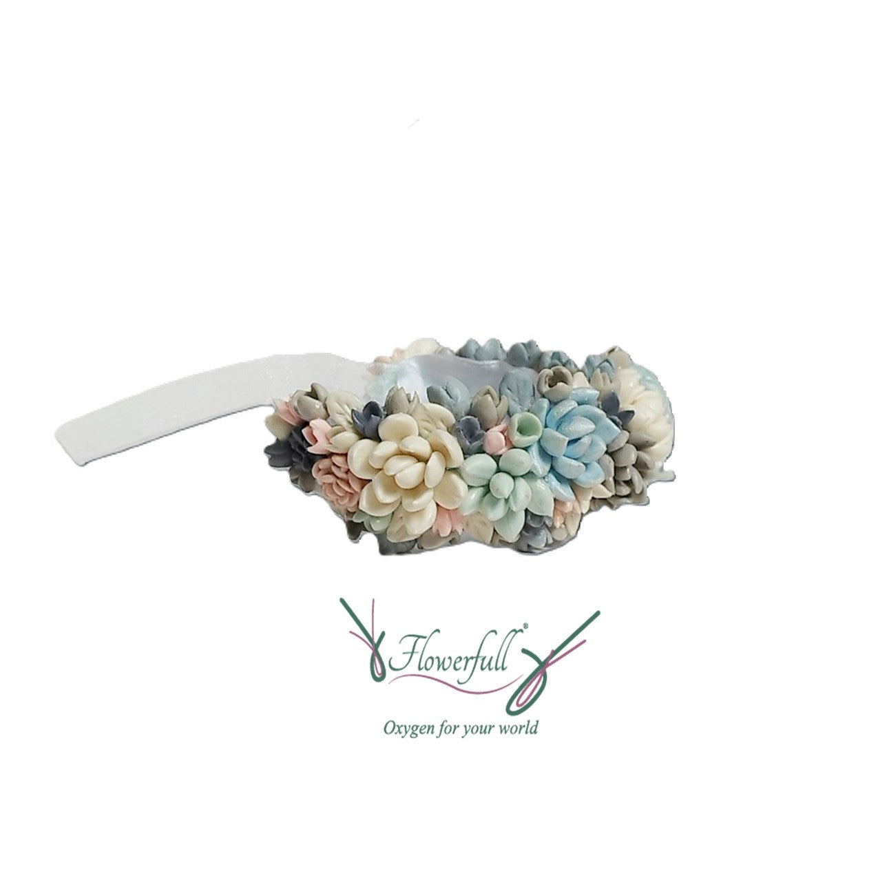 Flores y suculentas pastel | Brazalete