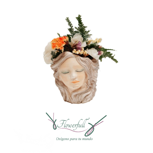 Maceta Rostro de mujer- Arreglo floral decorativo