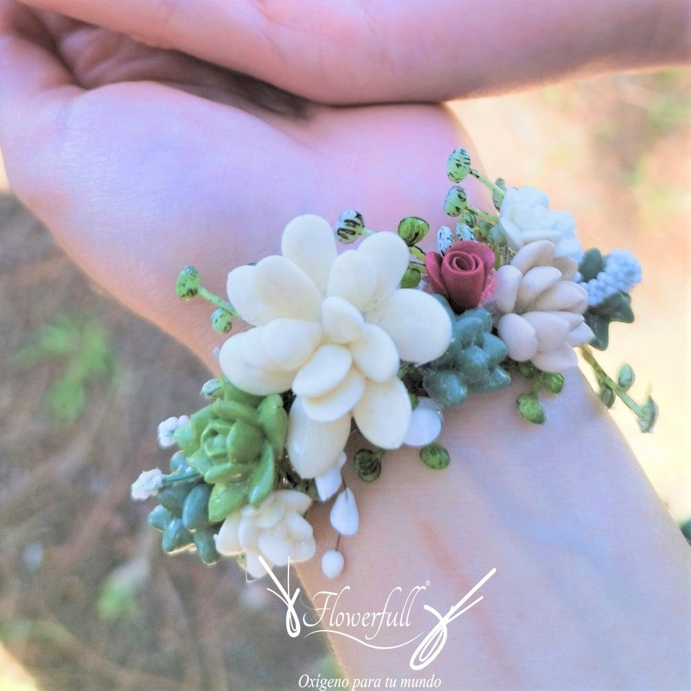 Succulent and Rose Bracelet