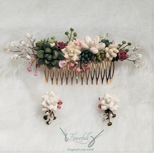 Floral Viva comb and earrings