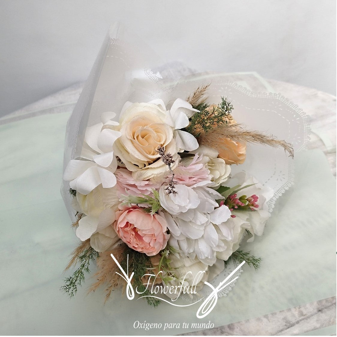 Mint & peach flowers| Ramo de flores