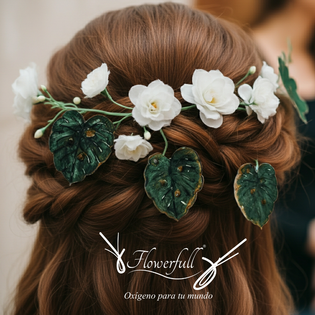 Hair pin -Gancho de pelo monstera verde | Flowerfull ®