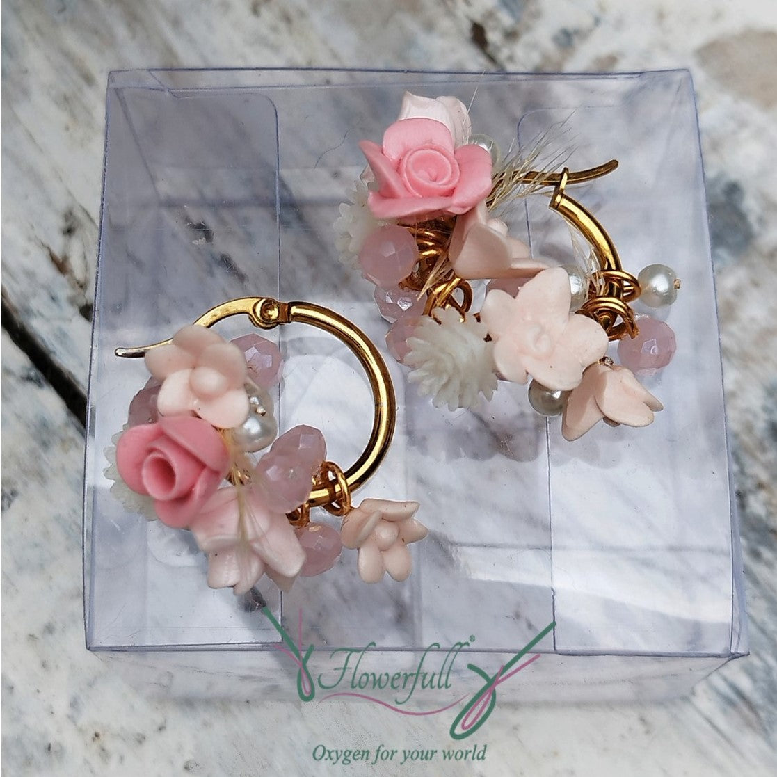 Rose Floral Hoop Earring